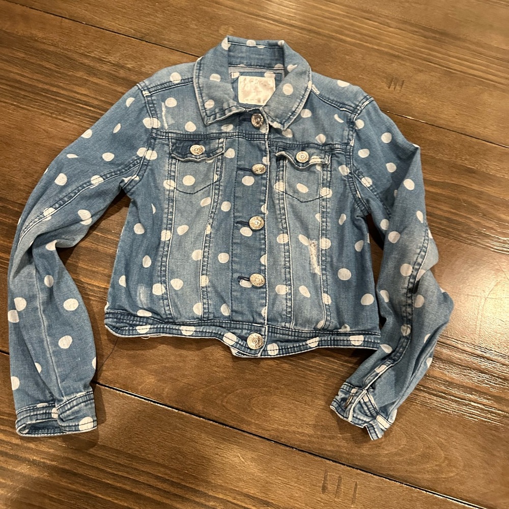 Justice Blue Denim Jacket with White Accents
